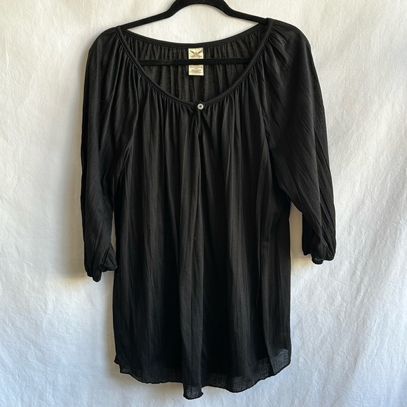 Faded Glory Tops - Faded Glory black semi-sheer peasant blouse, size 1X (16W)